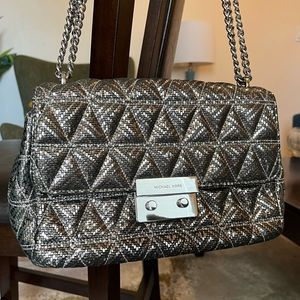 Michael Kors Silver Sloan Chain Crossbody Handbag